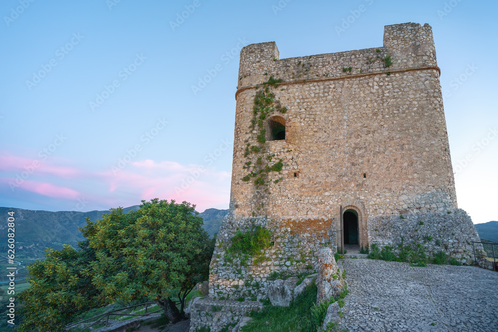 Zahara de la Sierra Castle Tower at sunset - Zahara de la Sierra, Andalusia, Spain