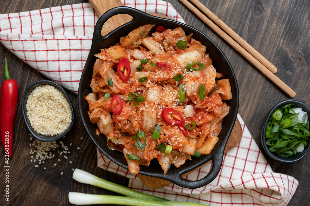 traditional Korean food Kimchee or kimchi cabbage with rice, fermented food traditional Korean food Kimchee or kimchi cabbage with rice, fermented food