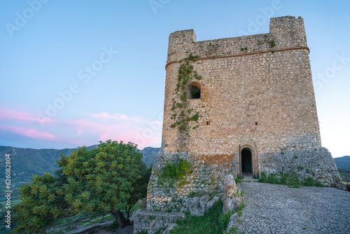 Zahara de la Sierra Castle Tower at sunset - Zahara de la Sierra, Andalusia, Spain