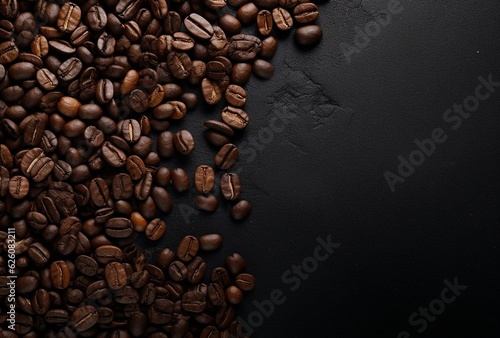 Fresh Coffee Beans On Dark Background with empty space for text © xaan