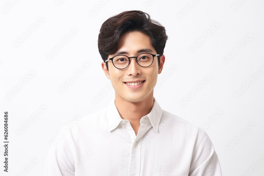 Beautiful korean man on white background Beautiful korean man on white background