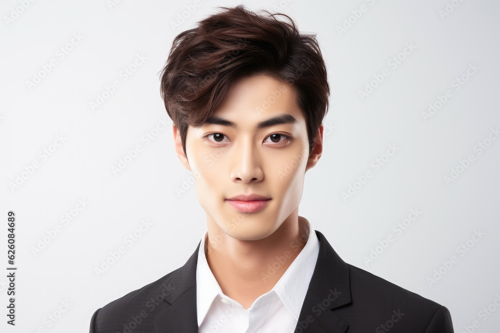 Beautiful korean man on white background Beautiful korean man on white background