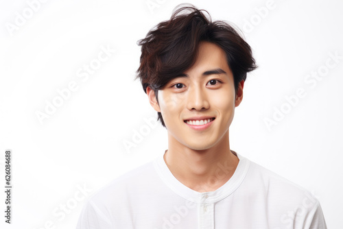 Beautiful korean man on white background