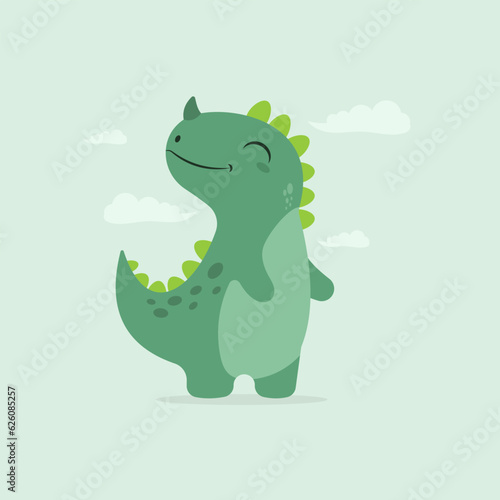 cute dinosaur with its head turned up. vector illustration