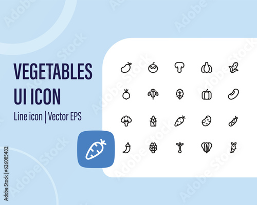 vegetables - thin line web icon set. Outline icons collection. user interface iconset collection.