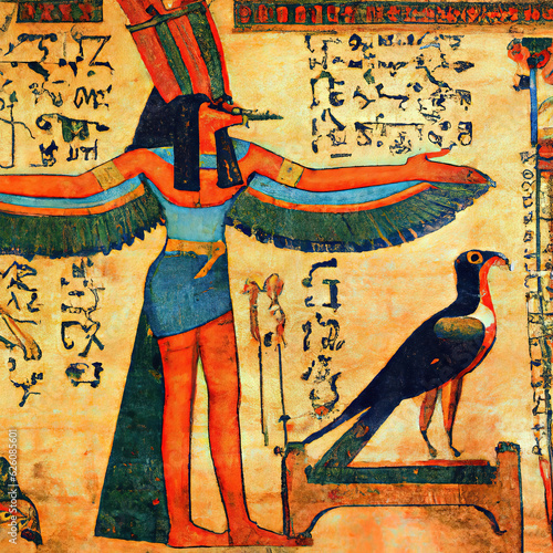 Imaginary ancient Egyptian papyrus of Horus