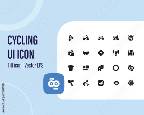 Bicycle rider vector line icons. Vector user interface iconset collection.