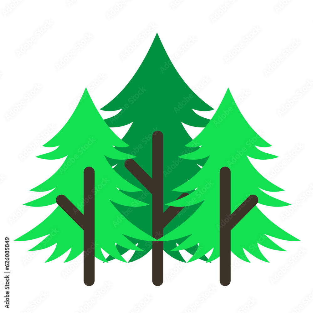 Obraz premium Forest Pine Trees Nature Flat Design