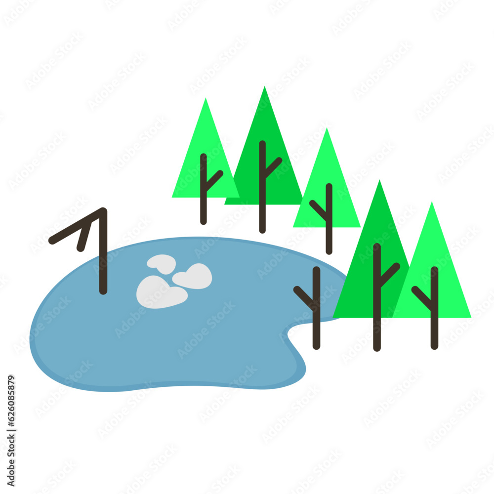 Forest Pine Trees Nature Flat Design