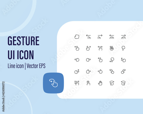 Touchscreen gesture icons for smartphones. Linear icon set