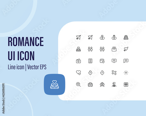 valentines thin line icons. Solid icons vector collection.
