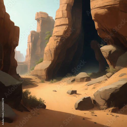 Beautiful rocky landscape, Generative AI