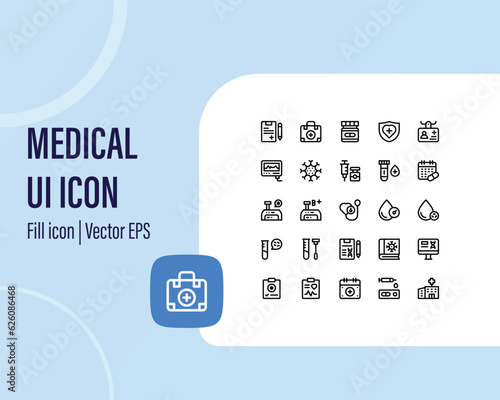 Medecine and Health flat icons. Collection health care medical sign icons for stock. user interface iconset collection.