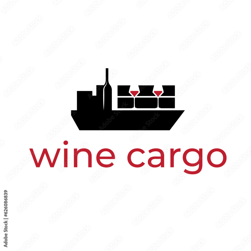 cargo ship and wine simple vector illustration cargo ship and wine simple vector illustration