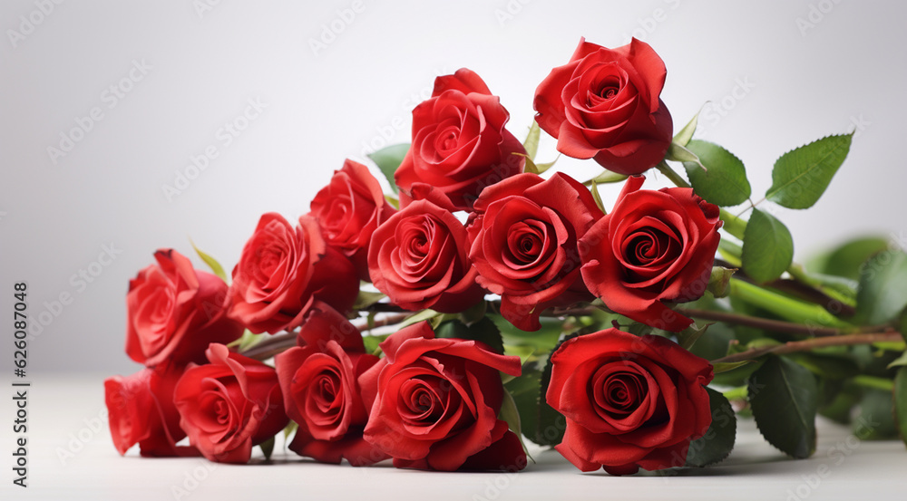 Bouquet of roses, white background, generative AI Bouquet of roses, white background, generative AI