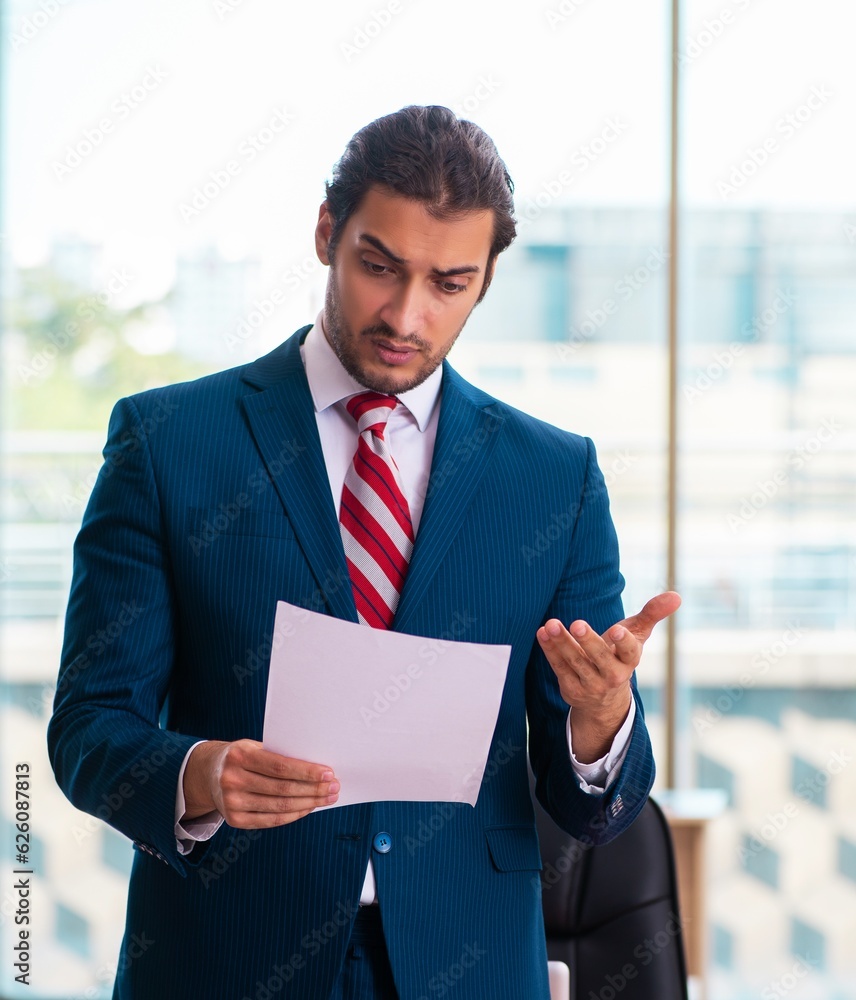 Young handsome employee working in the office Young handsome employee working in the office