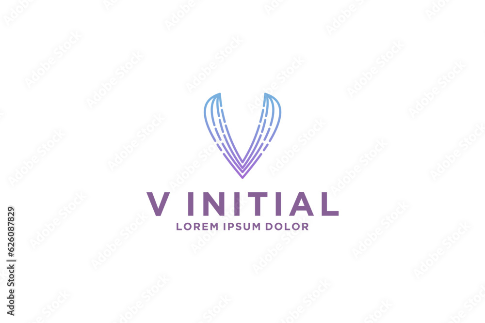 V initial logo design artificial intellegence future AI technology