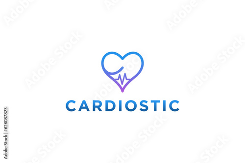 Cardio heart beat logo design medical healthcare clinic icon symbol  