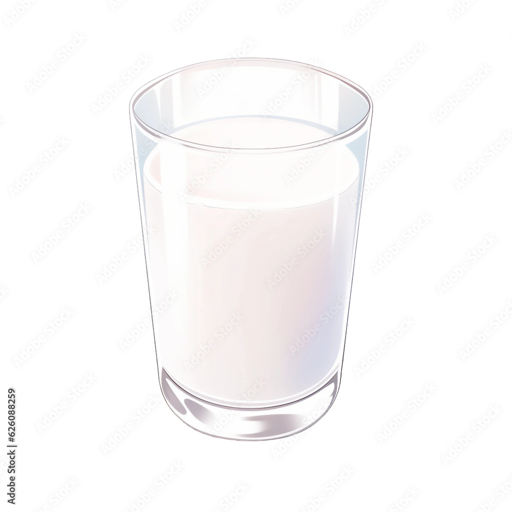 A glass of milk. isolated object, transparent background A glass of milk. isolated object, transparent background