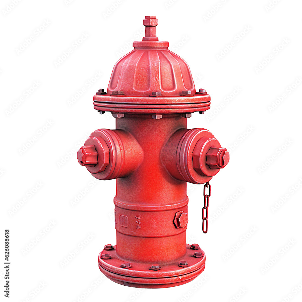A red fire hydrant. isolated object, transparent background A red fire hydrant. isolated object, transparent background