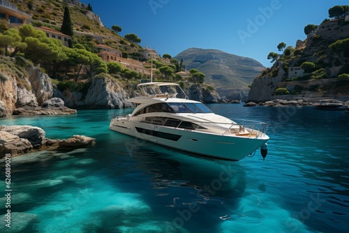 luxury yacht. Travel cruise concept. AI generated, human enhancement