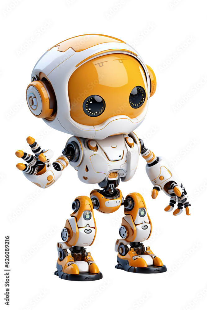 Adorable self-learning robot with playful gestures. isolated object, transparent background Adorable self-learning robot with playful gestures. isolated object, transparent background