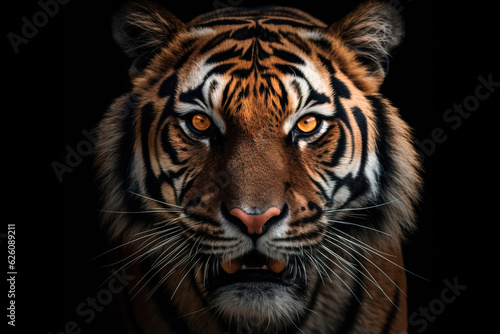 Portrait of a tiger on a black background © mathiasalvez
