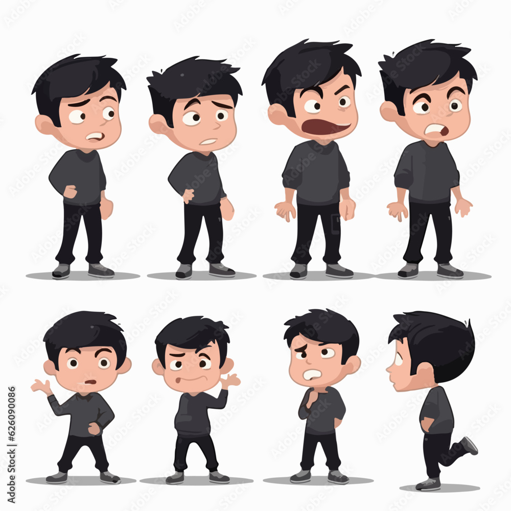 Child dressed in all-black, cartoon style. Child dressed in all-black, cartoon style.