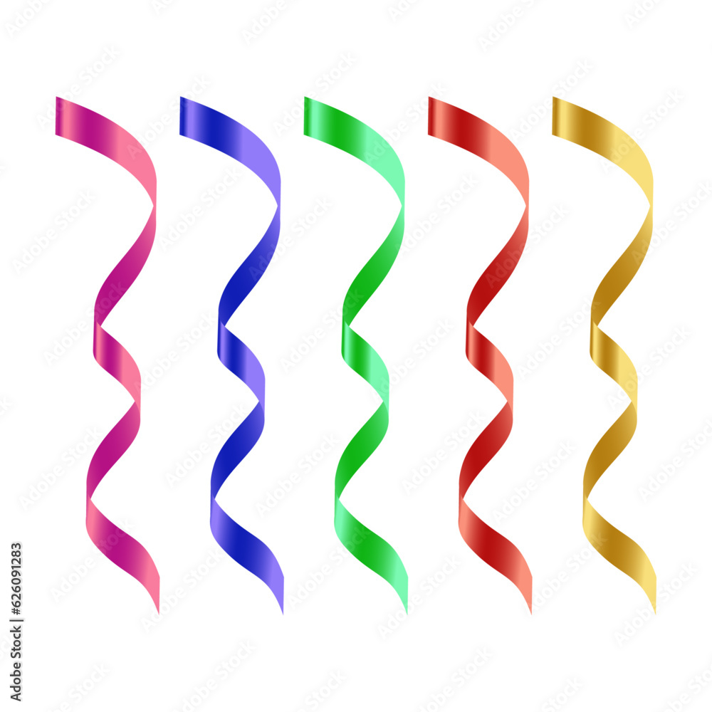 Vector realistic ribbons set