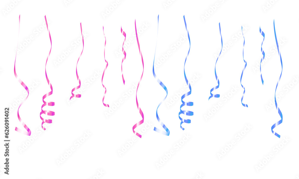 Vector set of pink and blue ribbons on white background Vector set of pink and blue ribbons on white background