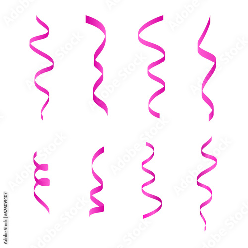 Vector set of pink ribbons on white background