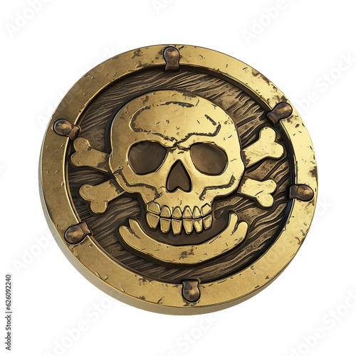 Cursed pirate gold doubloon game asset. isolated object, transparent background photo