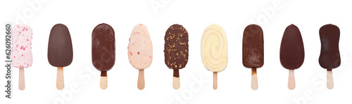 Set of different ice creams isolated on white
