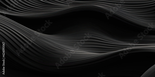 Black abstract background design. Modern wavy line pattern. Generative AI