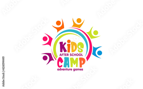 Illustration vector graphic of kids summer camp colour full logo design template