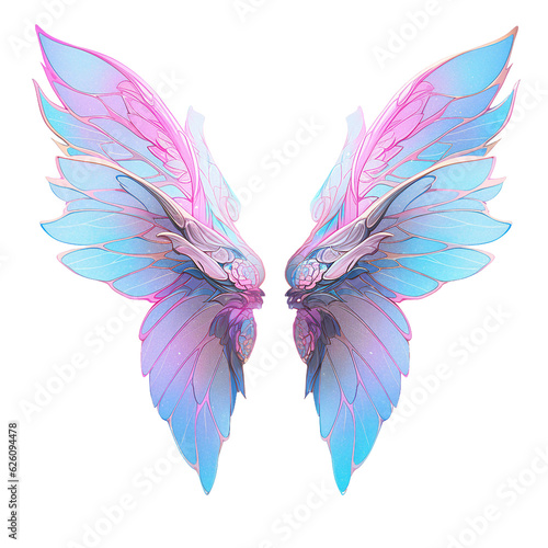 Enchanted fairy wings game asset. isolated object, transparent background