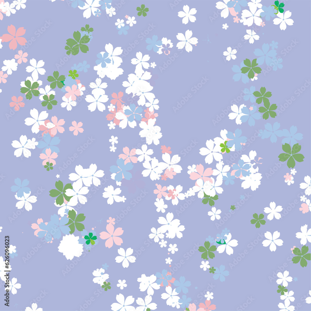 Cute Floral Pattern with Simple Small Flowers for Greeting Card or Poster