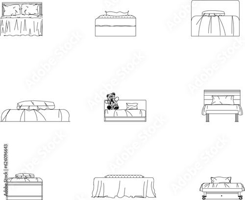 Sketch vector illustration view of bedroom interior architectural design