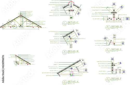 Vector illustration sketch of detailed architectural design of simple residential house roof easel