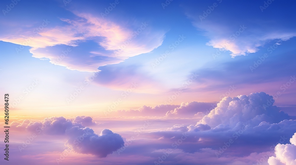 Mesmerizing Sunset Above the Clouds. Generative AI.