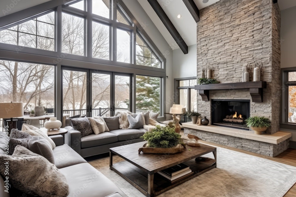 This new luxury home boasts a stunning modern living room that ...