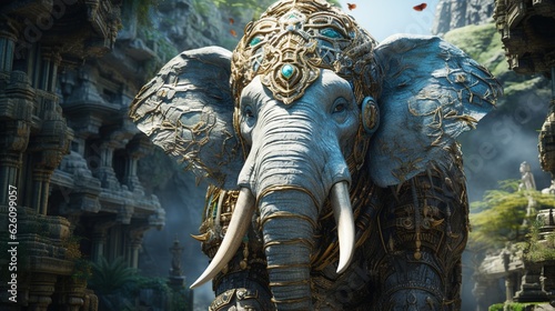 anthropomorphic elephant  digital art illustration