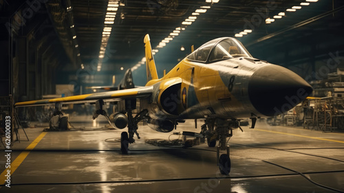 A fighter jet maintenance in hangar
