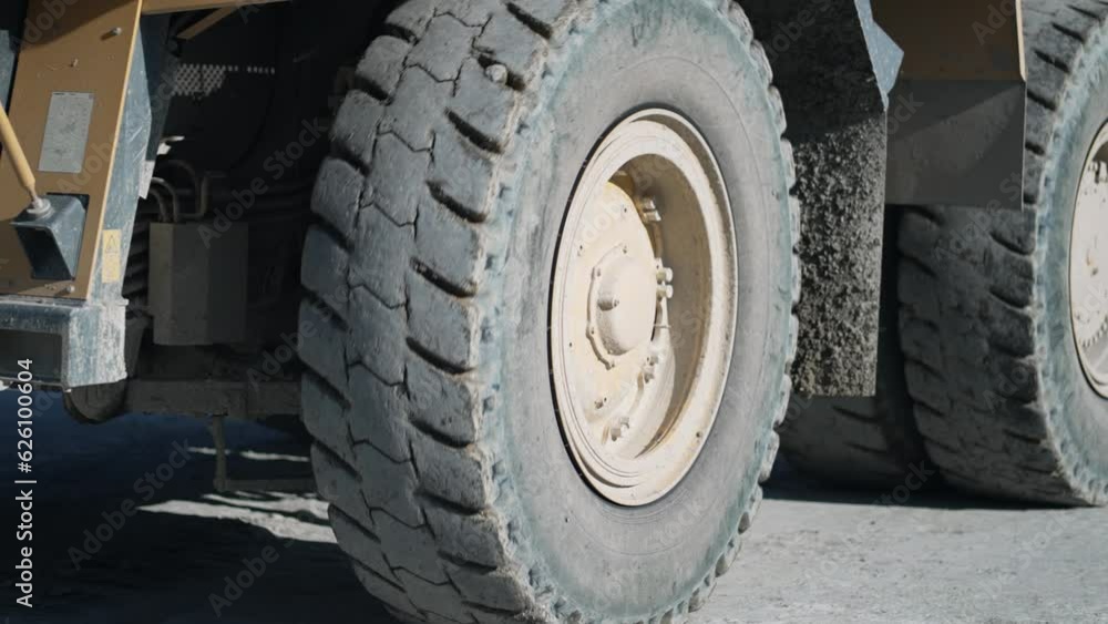 Operator Driving Heavy Dump Truck Mining Equipment At Gold Mining Field, slow motion Operator Driving Heavy Dump Truck Mining Equipment At Gold Mining Field, slow motion