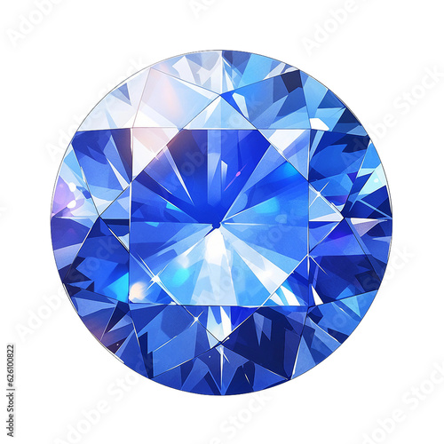 Shimmering blue sapphire. isolated object, transparent background