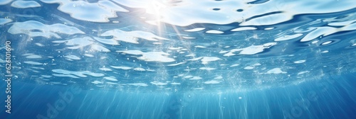 Water surface with sunlight ray background. Generative AI © Virtual Art Studio