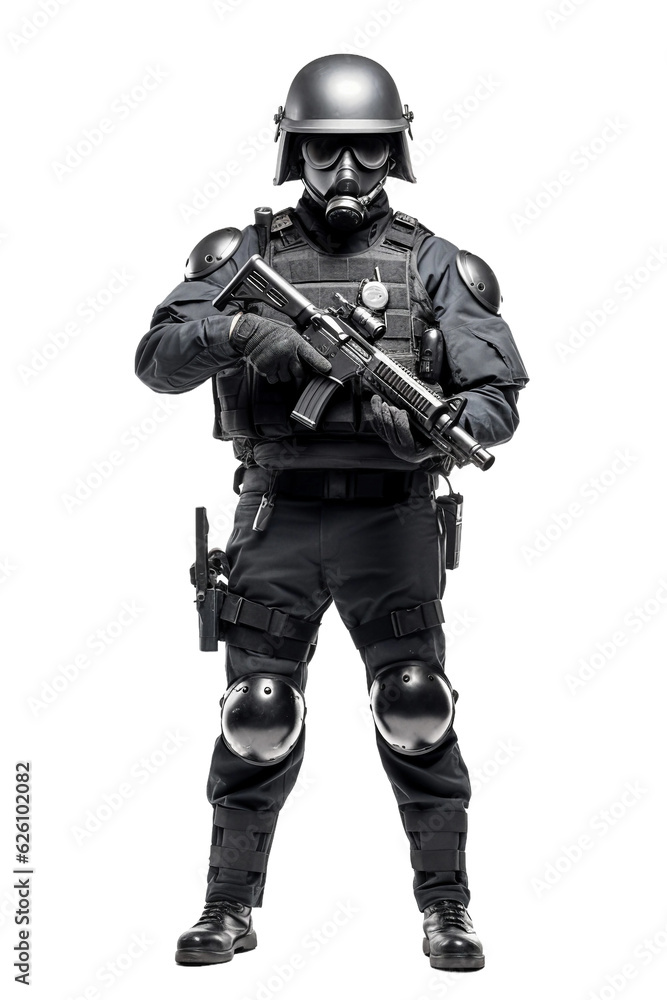 SWAT officer with helmet and mask. isolated object, transparent background SWAT officer with helmet and mask. isolated object, transparent background