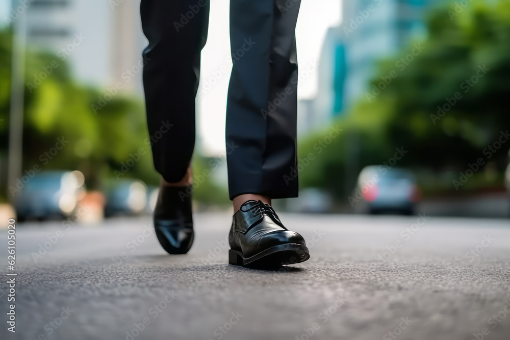 Naklejka premium Going businessman. Urban scene. Generated AI.