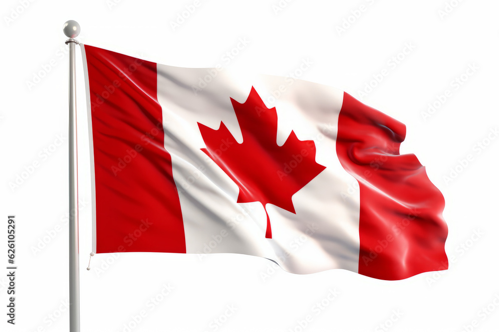 Waving flag of Canada. Flag symbols of Canada. Generated Ai. Waving flag of Canada. Flag symbols of Canada. Generated Ai.