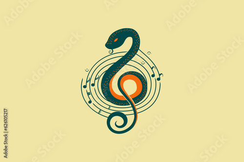 Vector treble clef snake logo